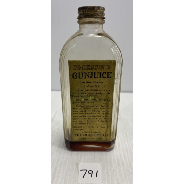 JACKSON'S 8 OZ COLLECTIBLE BOTTLE W/ PAPER LABEL & CONTENTS