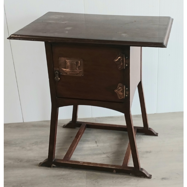 TEA CADDY CABINET - ARTS & CRAFTS INFLUENCED STYLING -  MAHOGANY / BRASS 