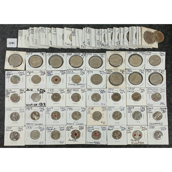 QTY OF 1968-2023 CDN 25 CENT & DOLLAR COINS 