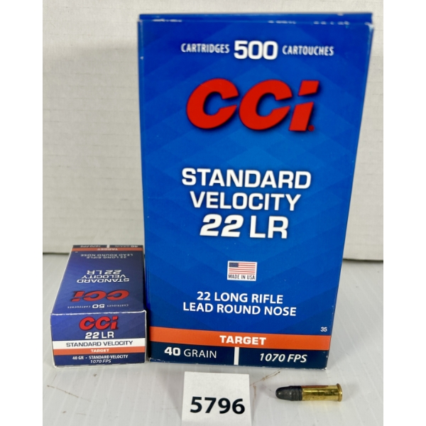 AMMO: 500X CCI .22 LR - 40 GR LRN