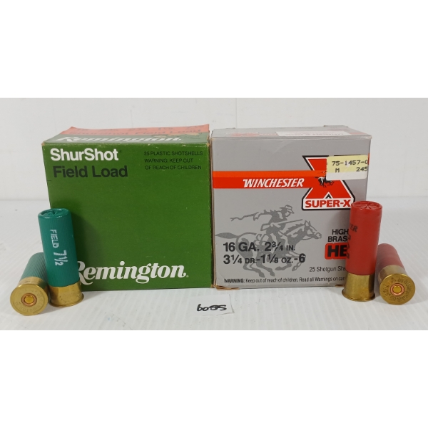 AMMO: 50X REMINGTON & WINCHESTER SUPER X 16GA - 2 3/4IN - #6 & 7 1/2 SHOT