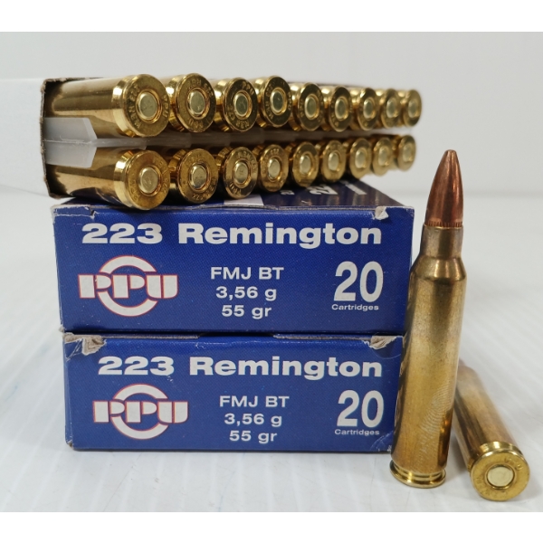 AMMO: 40X PPU .223 REMINGTON - 55GR - FMJ BT