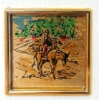 Image 4 : LOT OF 5 - GOLD & SILVER FOIL ETCHINGS - INCL DONKEY RIDING FARMER, ETC