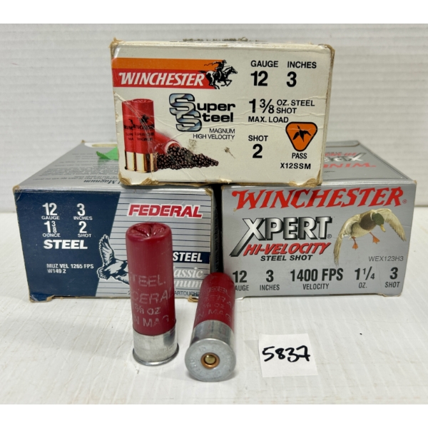 AMMO: 65X 12 GA 3 IN NO 2 & NO 3 STEEL 