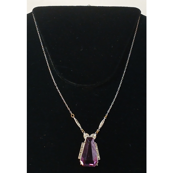 VINTAGE AMETHYST PENDANT NECKLACE