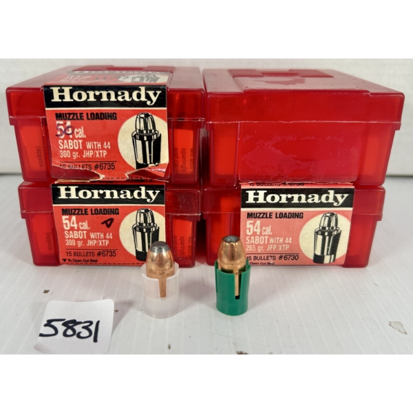 BULLETS: 43X HORNADY .54 CAL SABOTS W/ .44 CAL 265 GR & 300 GR SP & HP