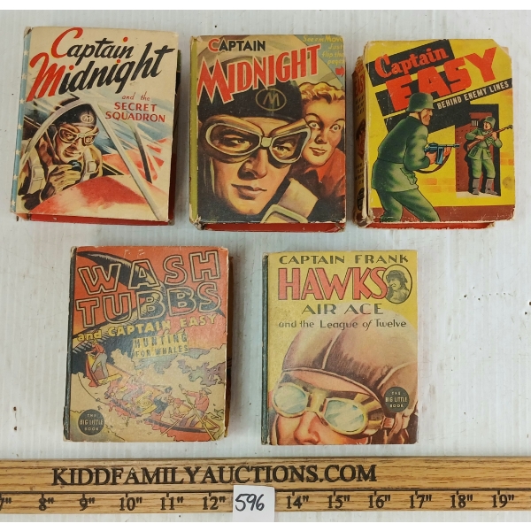 LOT OF 5 - BIG LITTLE BOOKS - INCL CAPTAIN FRANK HAWKES, CAPTAIN EASY & CAPTAIN MIDNIGHT
