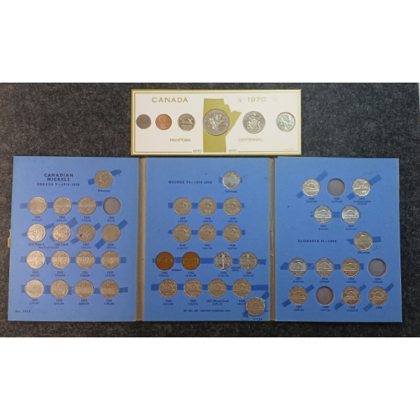 LOT OF 2 - 1922-1960 CDN NICKEL BOOKLET & 1970 MANITOBA CENTENNIAL SET