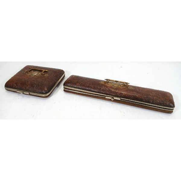 LOT OF 2 - VINTAGE LEATHER GLOVES CASES