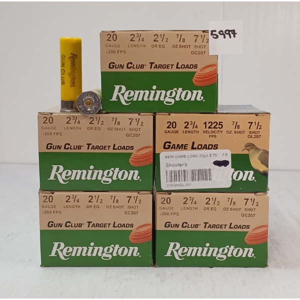 AMMO: 125X REMINGTON 20GA - 2 3/4IN - #7 1/2 SHOT
