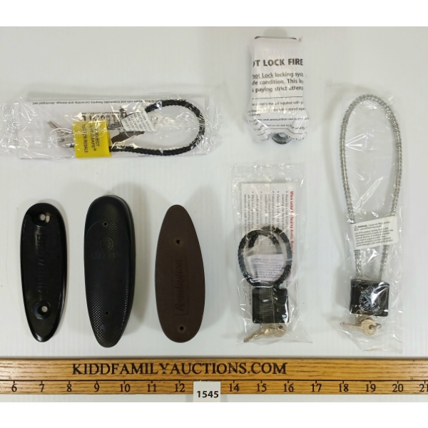 LOT OF 7 - RECOIL PADS & GUN LOCKS