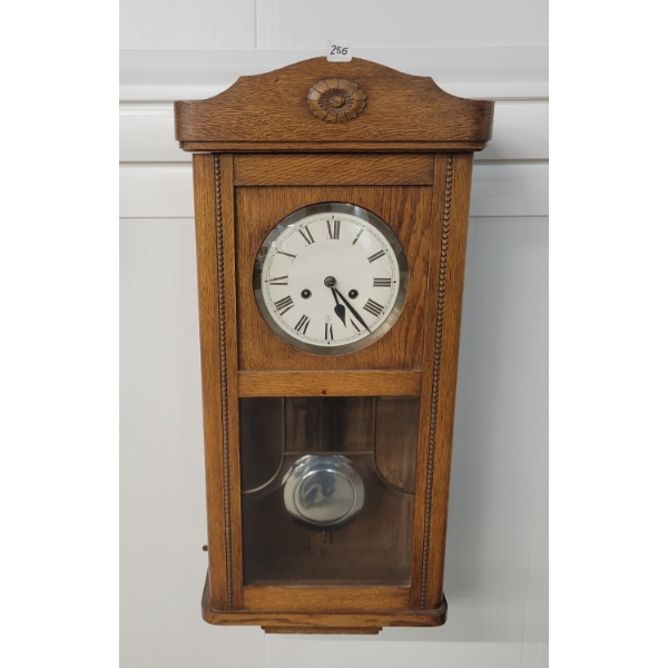 GERMAN 8 DAY OAK WALL CLOCK
