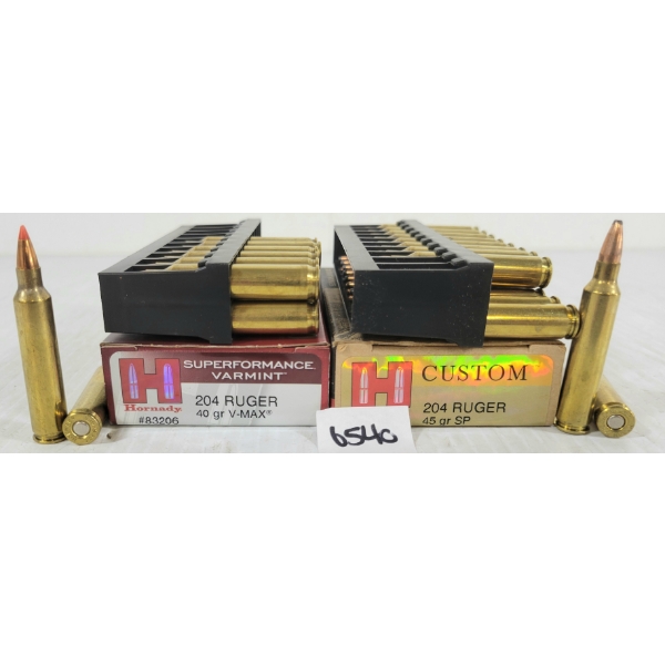 AMMO: 40X HORNADY SUPERFORMANCE VARMINT & CUSTOM .204 RUGER - 45GR - SP