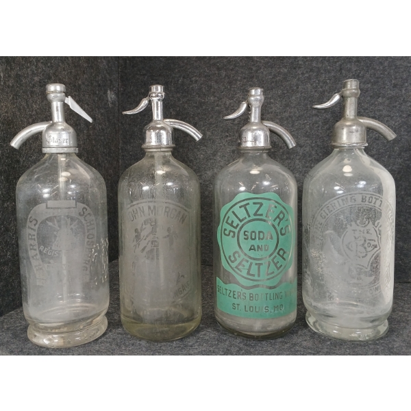 LOT OF 4 - SYPHON BOTTLES - INCL HARRIS SCHLOSBERG, JOHN MORGAN, ETC