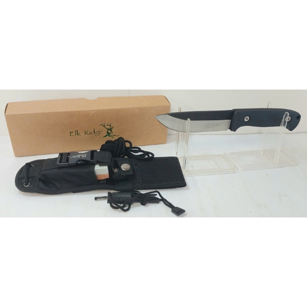 ELK RIDGE BUSHCRAFT SURVIVAL KNIFE W/ SHARPENING STONE