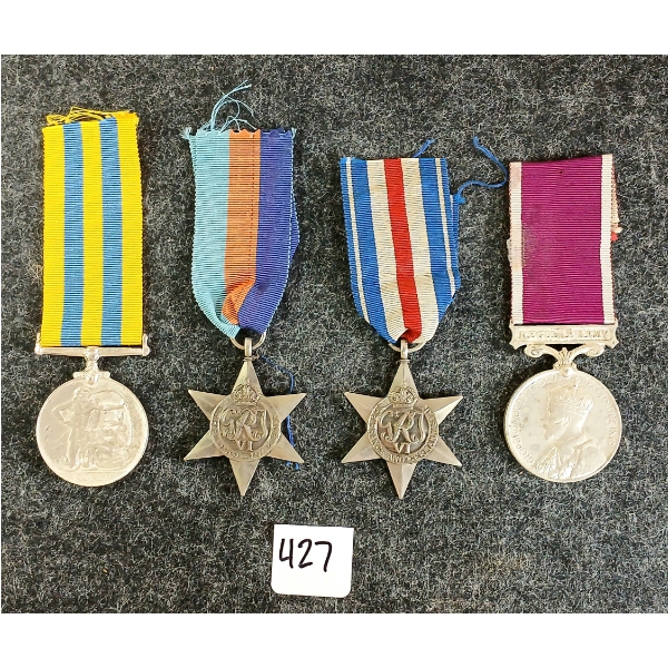 LOT OF 4 - MEDALS - INCL FRANCE & GERMANY STAR, 1939-1945 STAR, BRITISH & KOREA SERVICE