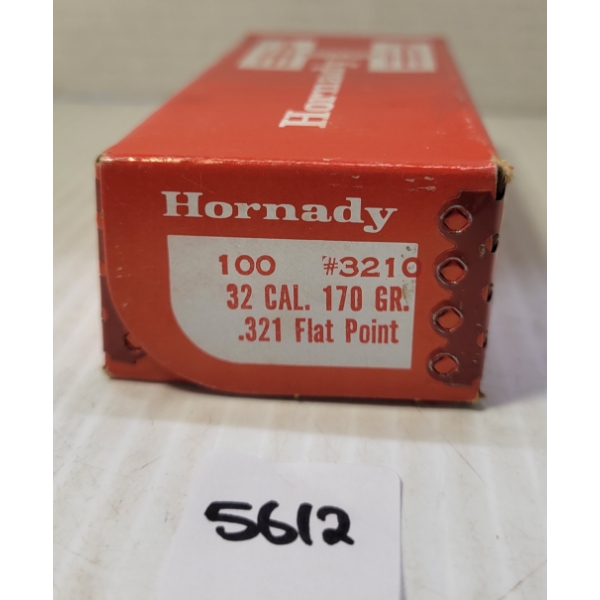 BULLETS: 100X HORNADY .32 - 170GR - FLAT POINT - SEALED