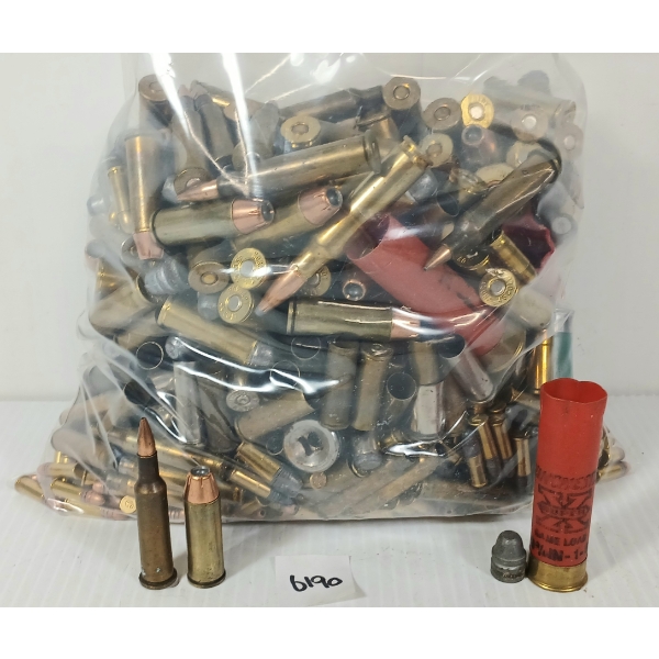AMMO / BRASS / BULLETS: QTY OF MISC RNDS - INCL 6.35 BROWNING, .30-30 WIN, ETC - 14LBS