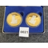 Image 1 : SET OF 2 - 2006 U.S. NCM 5TH ANN. 9/11 TWIN TOWERS GOLD PLATED SILVER COINS 