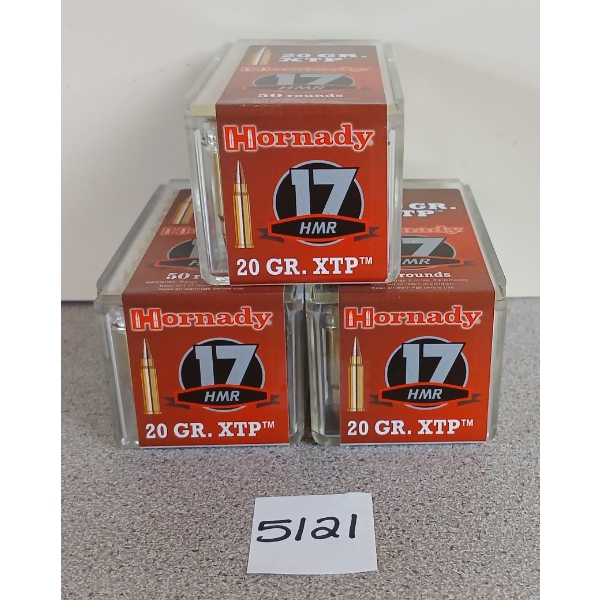 AMMO: 150X HORNADY .17 HMR XTP - 20GR V-MAX - SEALED 