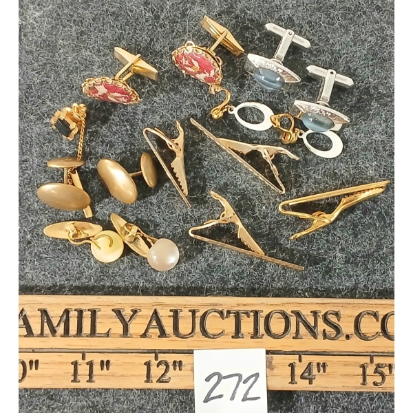 QTY OF COSTUME JEWELRY - CUFF LINKS & CLIP ON EARRINGS