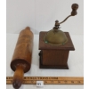 Image 3 : LOT OF 2 - GERMAN COFFEE GRINDER & WOODEN ROLLING PIN