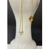 Image 3 : LOT OF 2 - GOLD NECKLACE W/ YELLOW JEWEL STONE & MATCHING EARRINGS