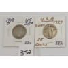 Image 1 : LOT OF 2 - U.S. 25 CENT SILVER PCS - INCL 1908 & 1927