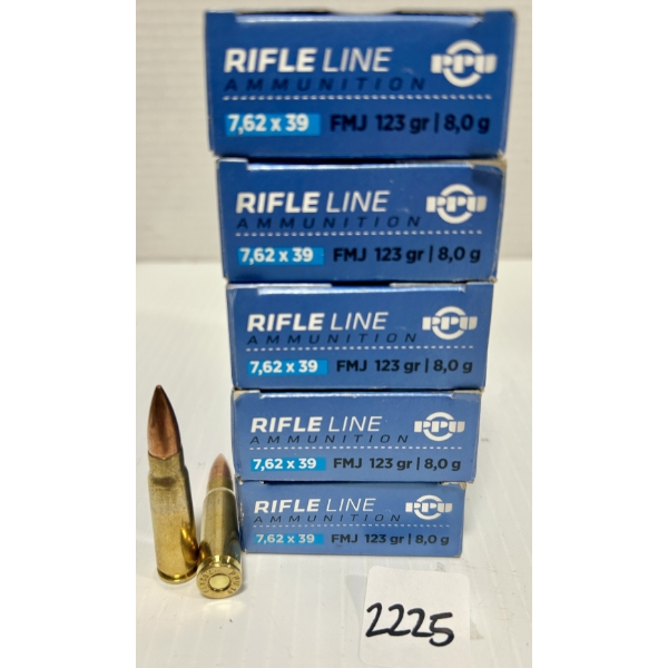 AMMO: 100X PPU 7.62X39 MM - 123 GR FMJ