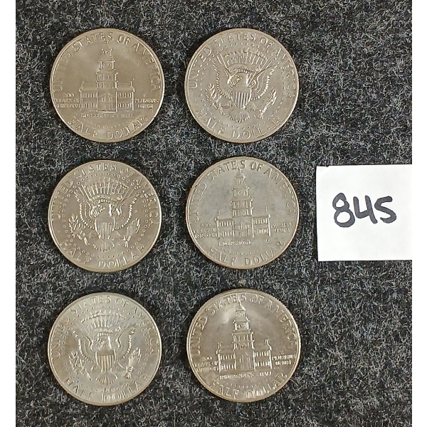 LOT OF 6 - 1971-1980 U.S. HALF DOLLAR COINS 