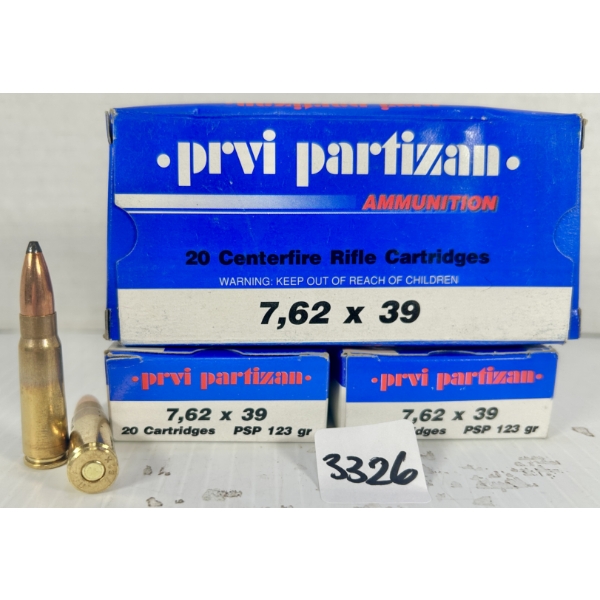 AMMO: 60X PPU 7.62X39 MM - 123 GR FMJ