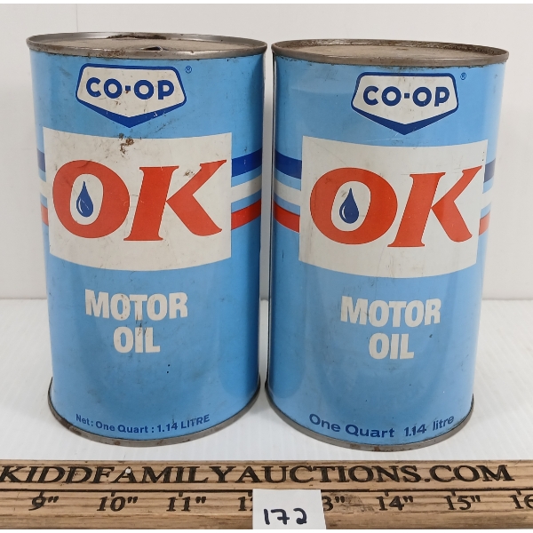 LOT OF 2 - CO-OP OK MOTOR OIL QT CANS