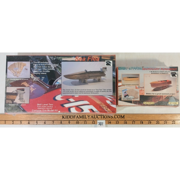LOT OF 2 - OSBORN MODEL KITS - MAHOGANY RUNABOUT & SEA FLEA