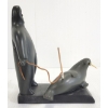 Image 7 : MAN HUNTING WALRUS BY LUCASSIE OQAITUQ (PRS CDN ARTIST) - BONE & STONE