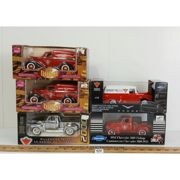 LOT OF 5 - LIBERTY CLASSICS DIECAST COIN BANKS - INCL 1949 CHEVY MILLENNIUM TRUCK, ETC.