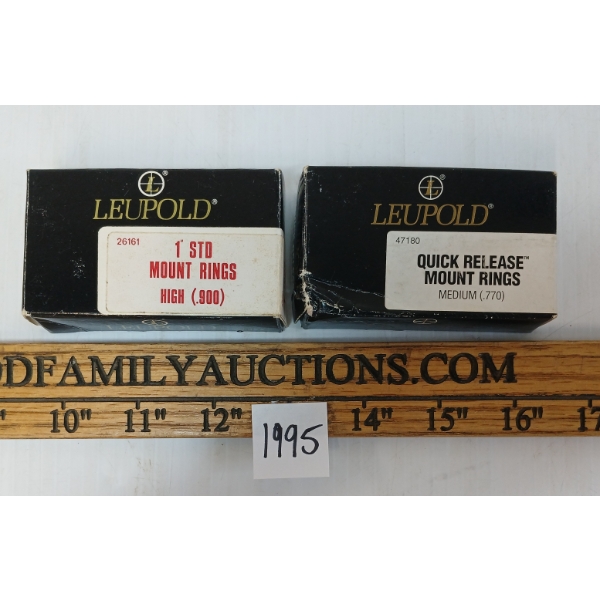 LOT OF 2 - LEUPOLD 1IN STD MOUNT RINGS & QUICK RELEASE MOUNT RINGS