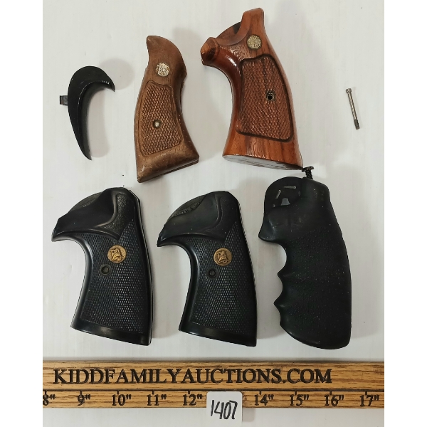 LOT OF 6 - S&W K FRAME SERVICE STOCKS, TARGET STOCKS, PACHMAYER TRIGGER SHOE, ETC