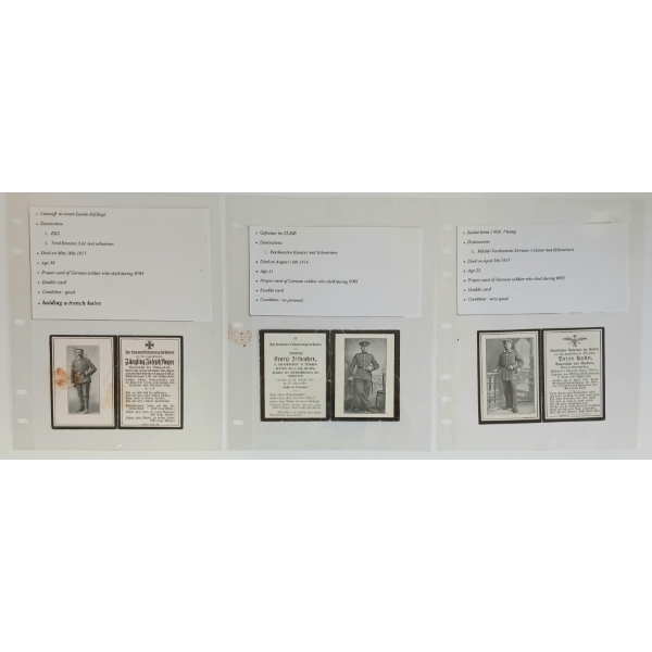 LOT OF 6 - WWI GERMAN DEATH CARDS