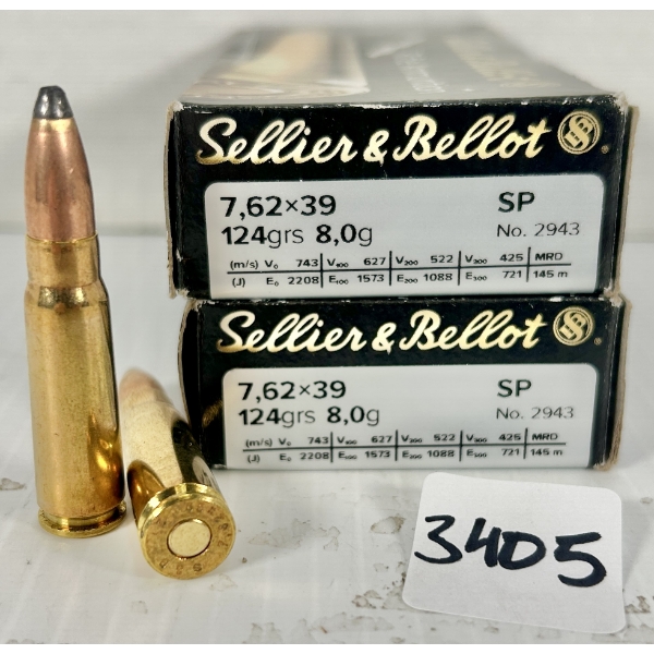 AMMO: 33X S&B 7.62X39 MM - 124 GR SP