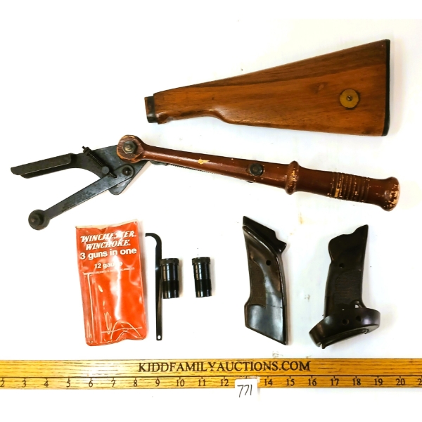 LOT OF 4 - REMINGTON AUTO HAND TRAP, WINCHESTER 12GA CHOKE SET, ACCU-RISER HAND GRIP & BUTT STOCK