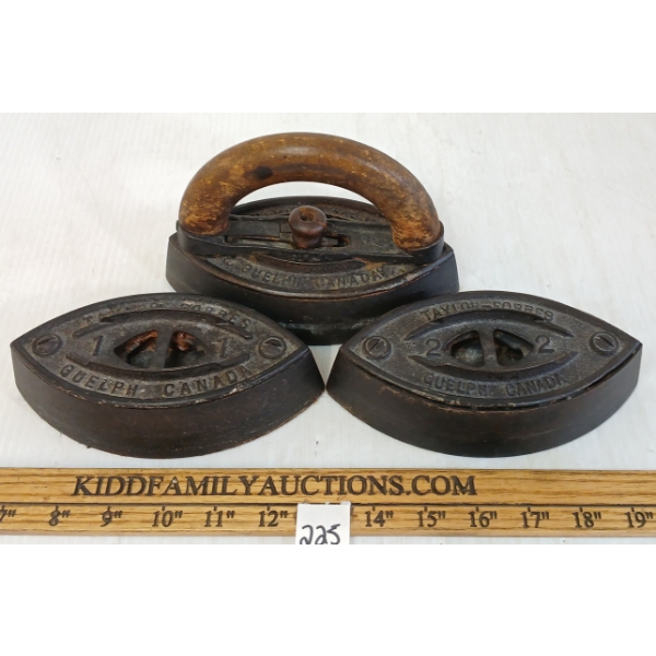 LOT OF 3 - TAYLOR FORBES CAST SAD IRONS