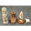 Image 4 : LOT OF 5 - SIGNED SOAPSTONE FIGURE, CLAY PIPE, WALRUS TOOTH SCRIMSHAW & BEADED HEADBAND