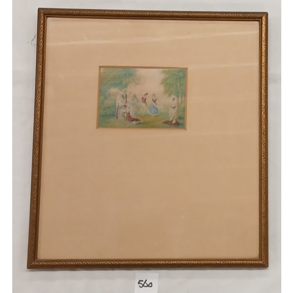 DANCING SCENE BY GEORGE BAXTER(1804 - 1867) - FRAMED PRINT