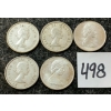 Image 2 : LOT OF 5 - 1962-1968 CDN 25 CENT SILVER COINS