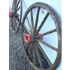 Image 2 : LOT OF 2 - WOOD SPOKE WHEELS W/ METAL OUTER RING