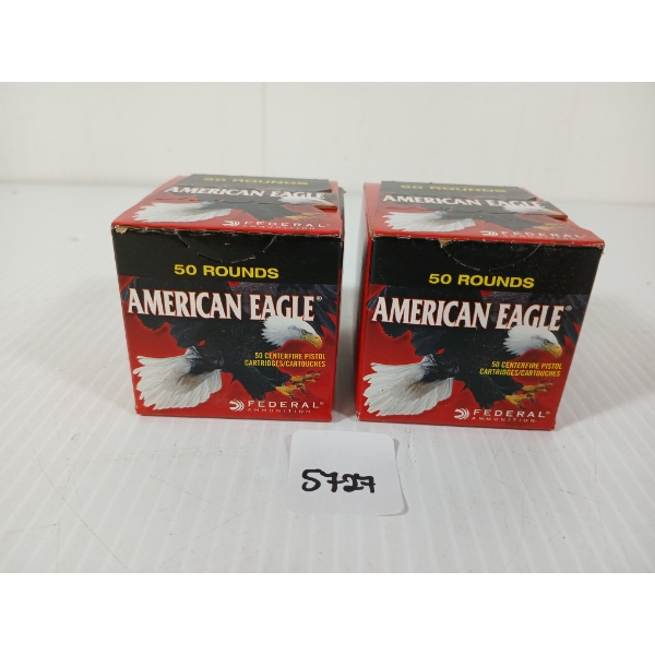 AMMO: 100X FEDERAL AMERICAN EAGLE 9MM LUGER - 115GR - FMJ
