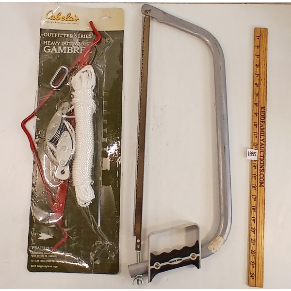 LOT OF 2 - CABELA'S HEAVY DUTY HOIST & GAMBREL & TRAIL BLAZER HAND SAW