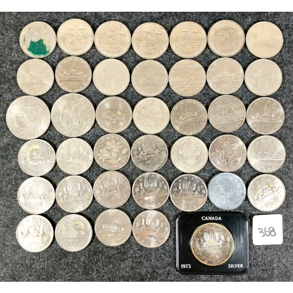 LOT OF 40 - 1968-1985 CDN & US DOLLARS 