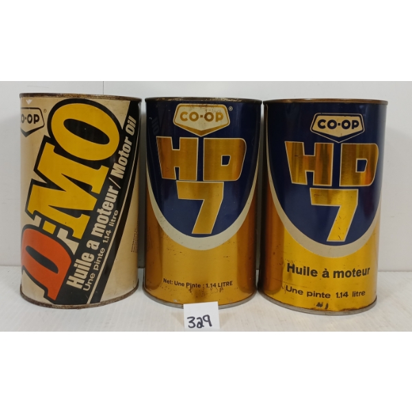 LOT OF 3 - CO-OP MOTOR OIL QT CANS