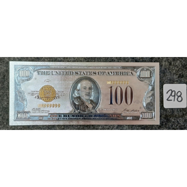 1928 U.S. $100 BANKNOTE - .999 SILVER